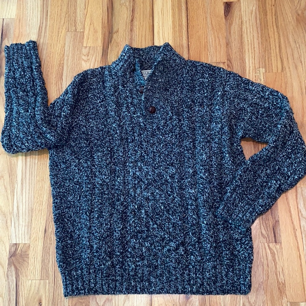 LL Bean Wool Fisherman’s Sweater, Large - Grey